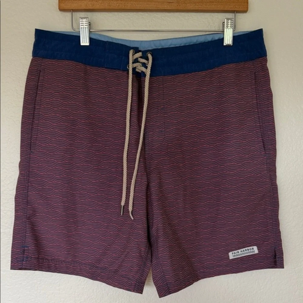 Fair Harbor Blue and Red Swim Shorts